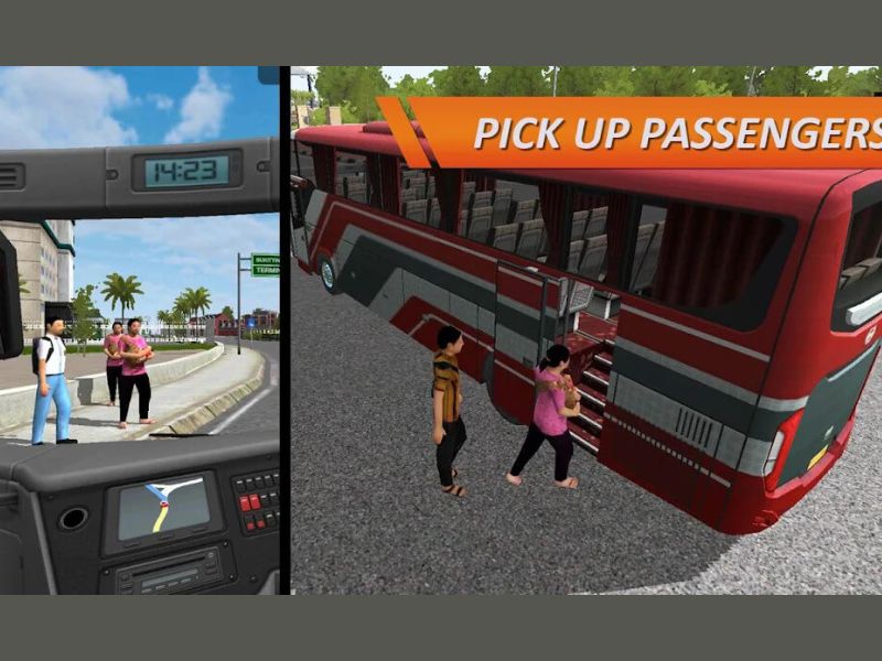 Bus Simulator Indonesia Lái xe đón trả khách tại địa điểm cụ thể