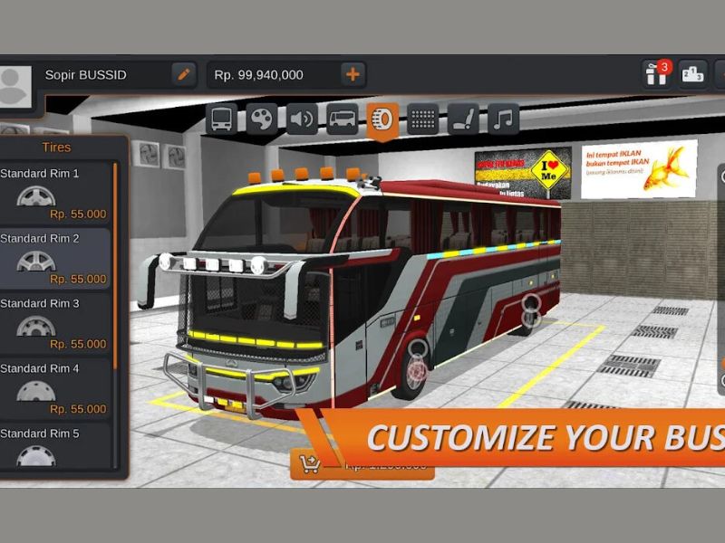 Bus Simulator Indonesia Tùy chỉnh xe buýt theo phong cách cá nhân